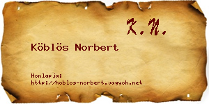 Köblös Norbert névjegykártya